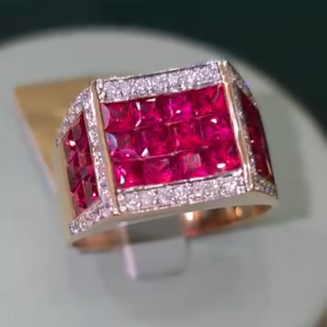 2ct Cushion-cut Ruby ​​sterling Silver Plated With Yellow Gold Handmade Ring