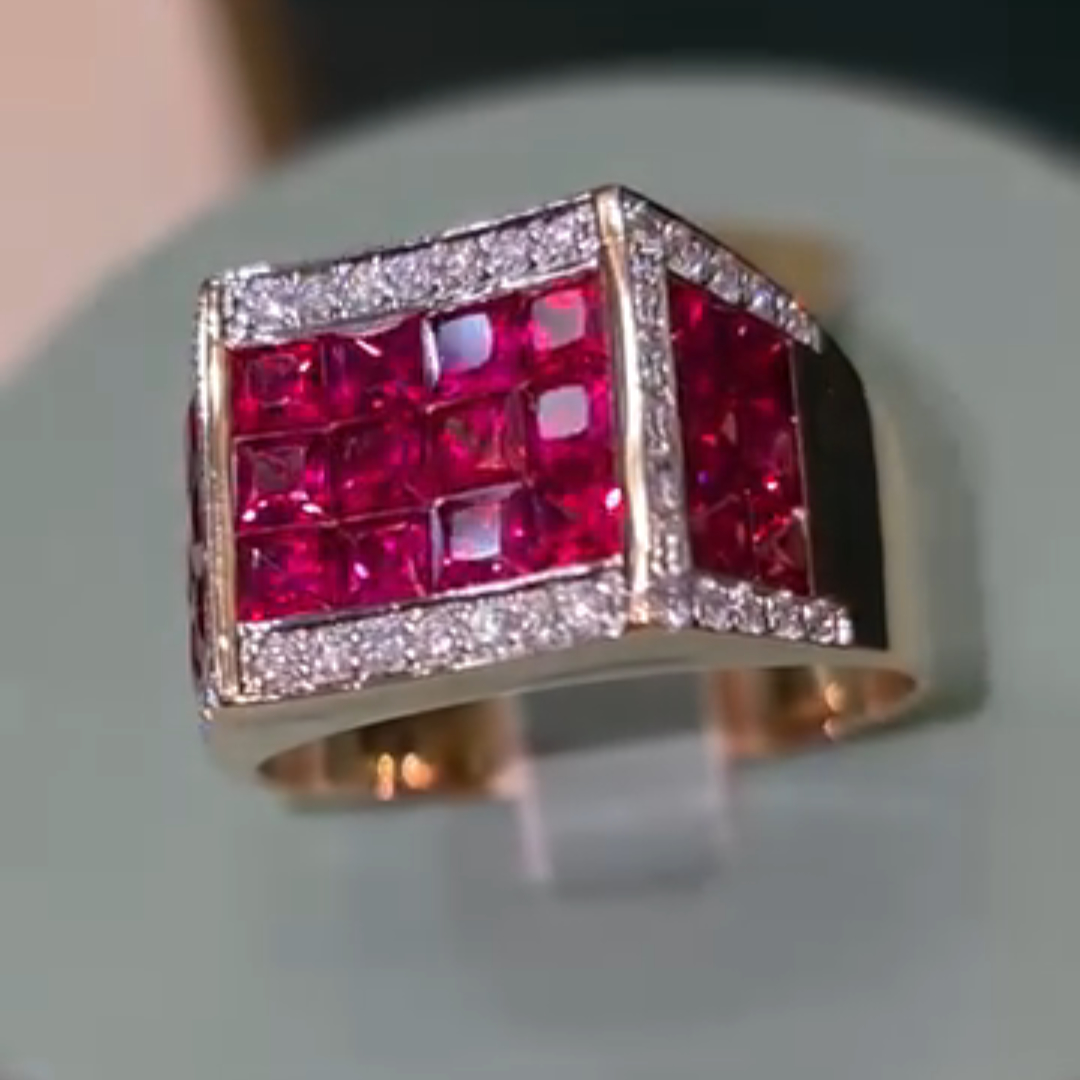 2ct Cushion-cut Ruby ​​sterling Silver Plated With Yellow Gold Handmade Ring