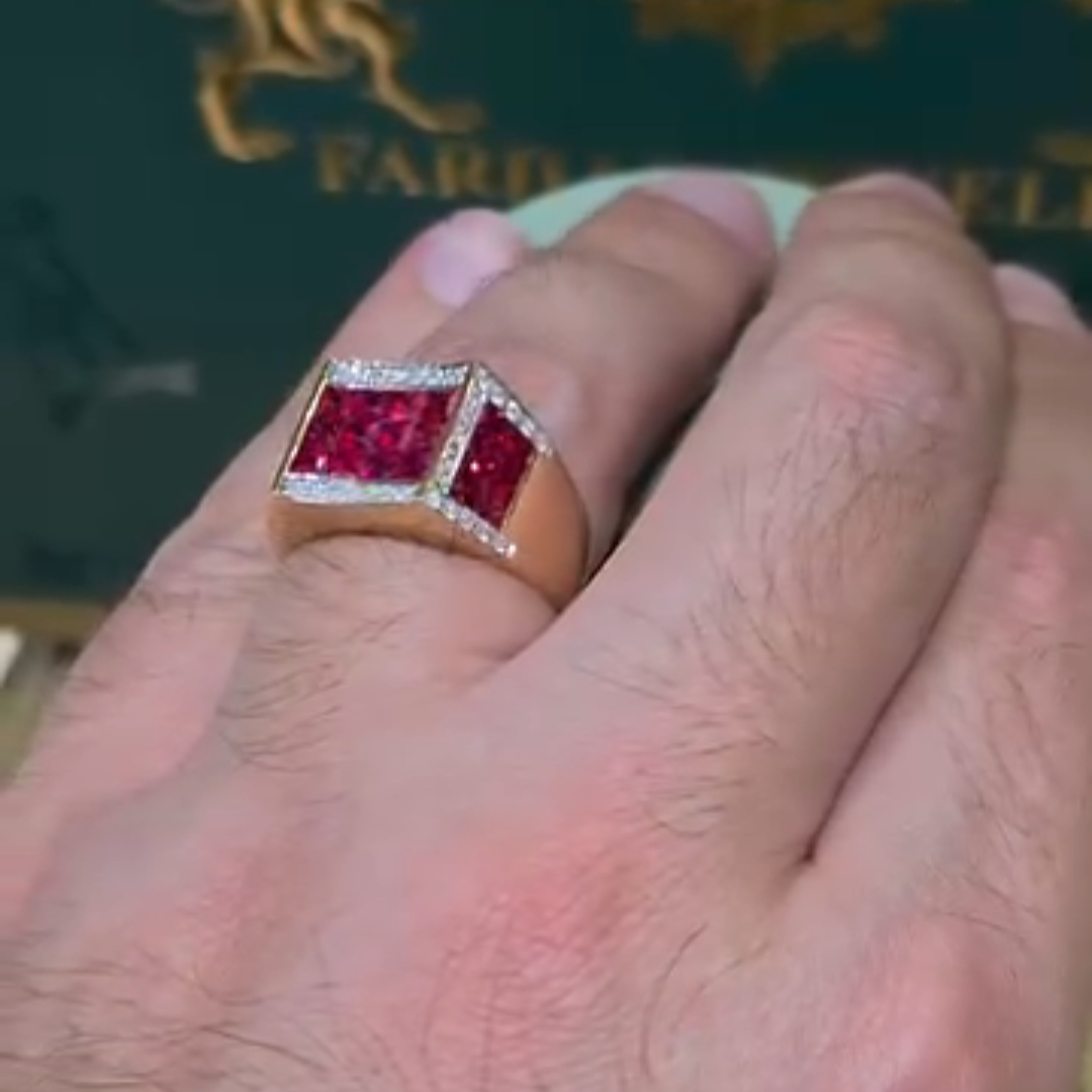 2ct Cushion-cut Ruby ​​sterling Silver Plated With Yellow Gold Handmade Ring