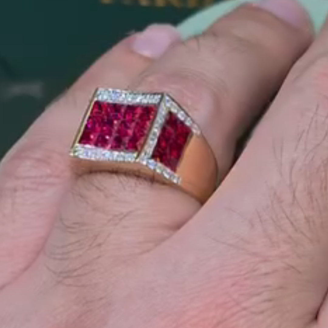 2ct Cushion-cut Ruby ​​sterling Silver Plated With Yellow Gold Handmade Ring