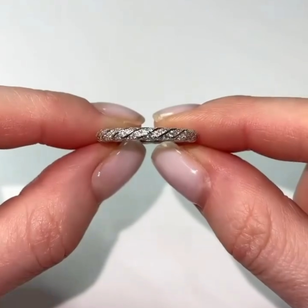 0.2ct Round-cut Sterling Silver Twisted Handmade Ring