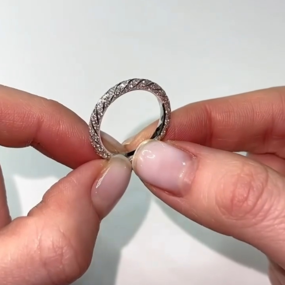 0.2ct Round-cut Sterling Silver Twisted Handmade Ring