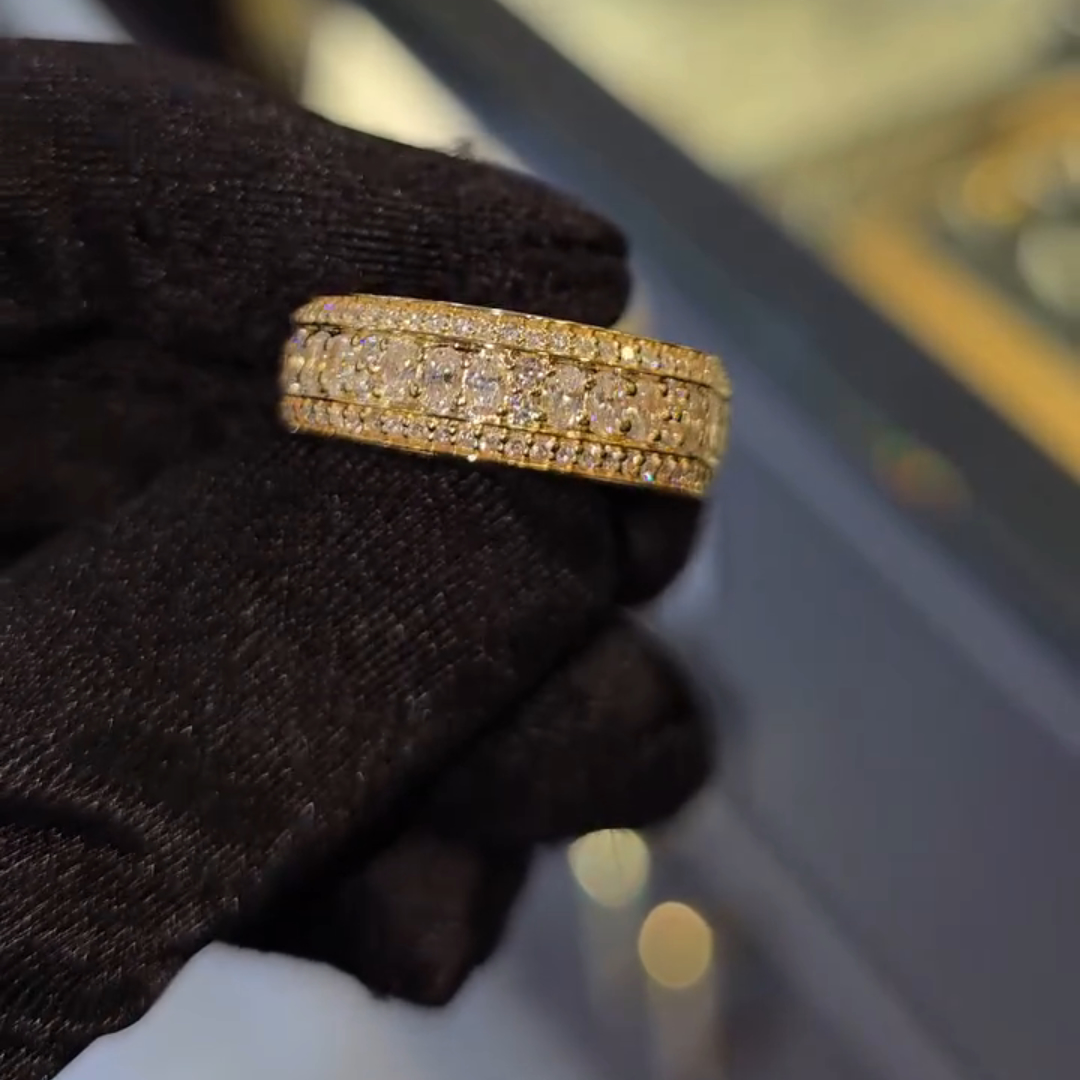 2ct Oval Cut Sterling Silver Plated With Yellow Gold  Handmade Ring