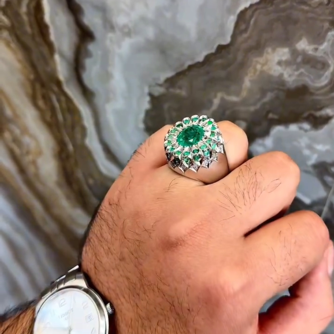 3ct Oval-cut Emerald Handmade Sterling Silver Ring