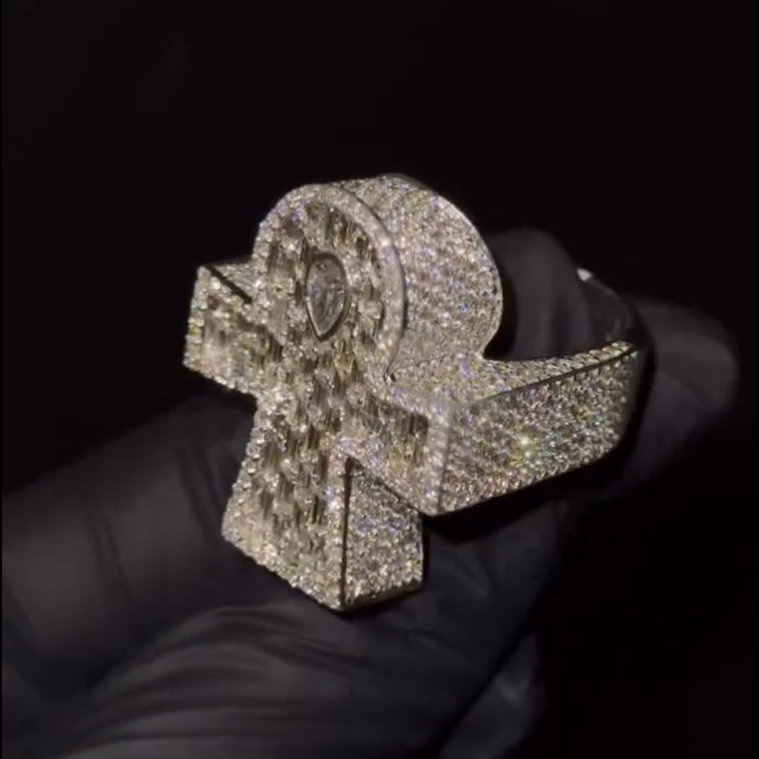 9ctw Pear-shaped Center Stone And Cushion-cut Side Stones Handmade Sterling Silver Ring