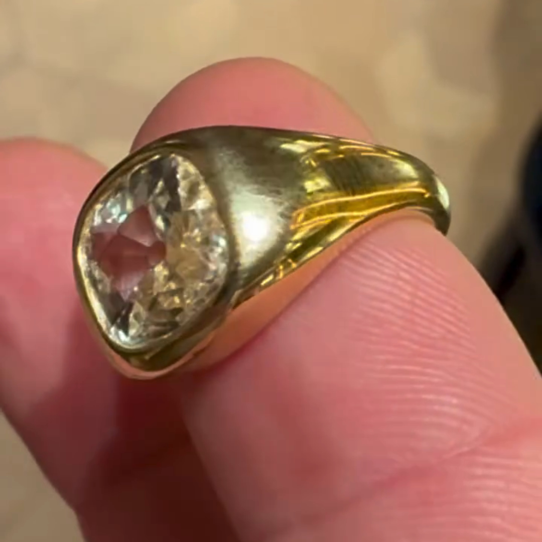 3ct Cushion-cut Sterling Silver Plated With Yellow Gold Handmade Ring