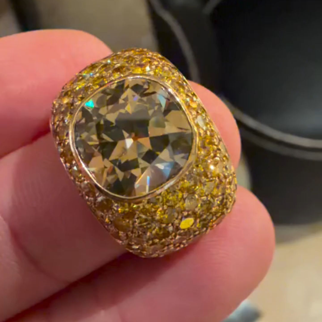 8ct Cushion-cut Sterling Silver Plated With Yellow Gold Handmade Ring