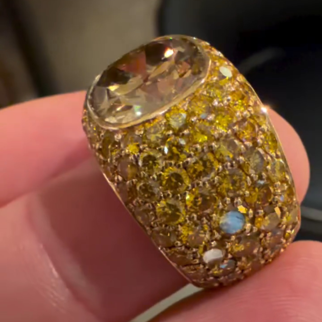 8ct Cushion-cut Sterling Silver Plated With Yellow Gold Handmade Ring