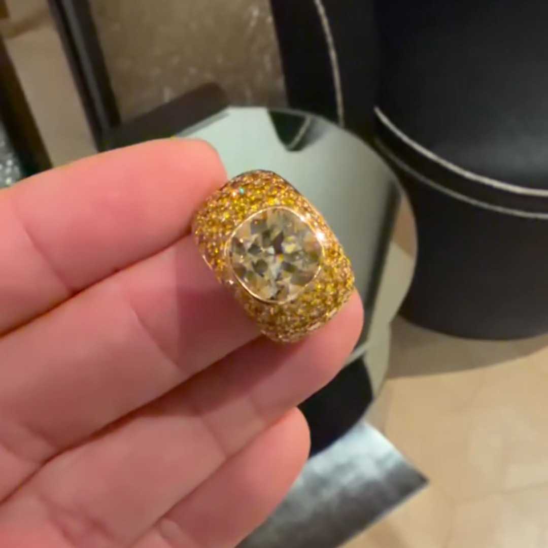 8ct Cushion-cut Sterling Silver Plated With Yellow Gold Handmade Ring