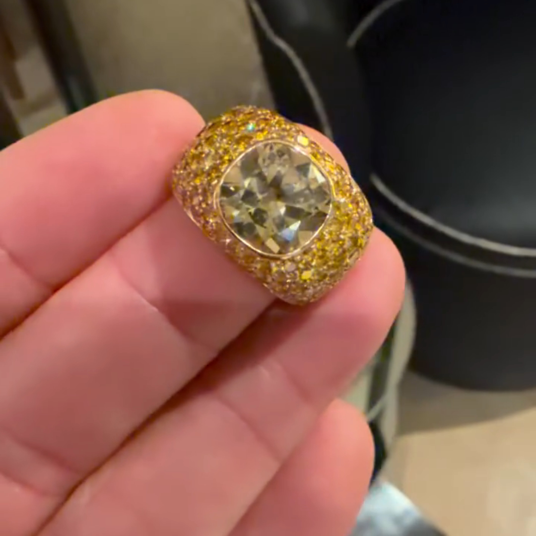 8ct Cushion-cut Sterling Silver Plated With Yellow Gold Handmade Ring