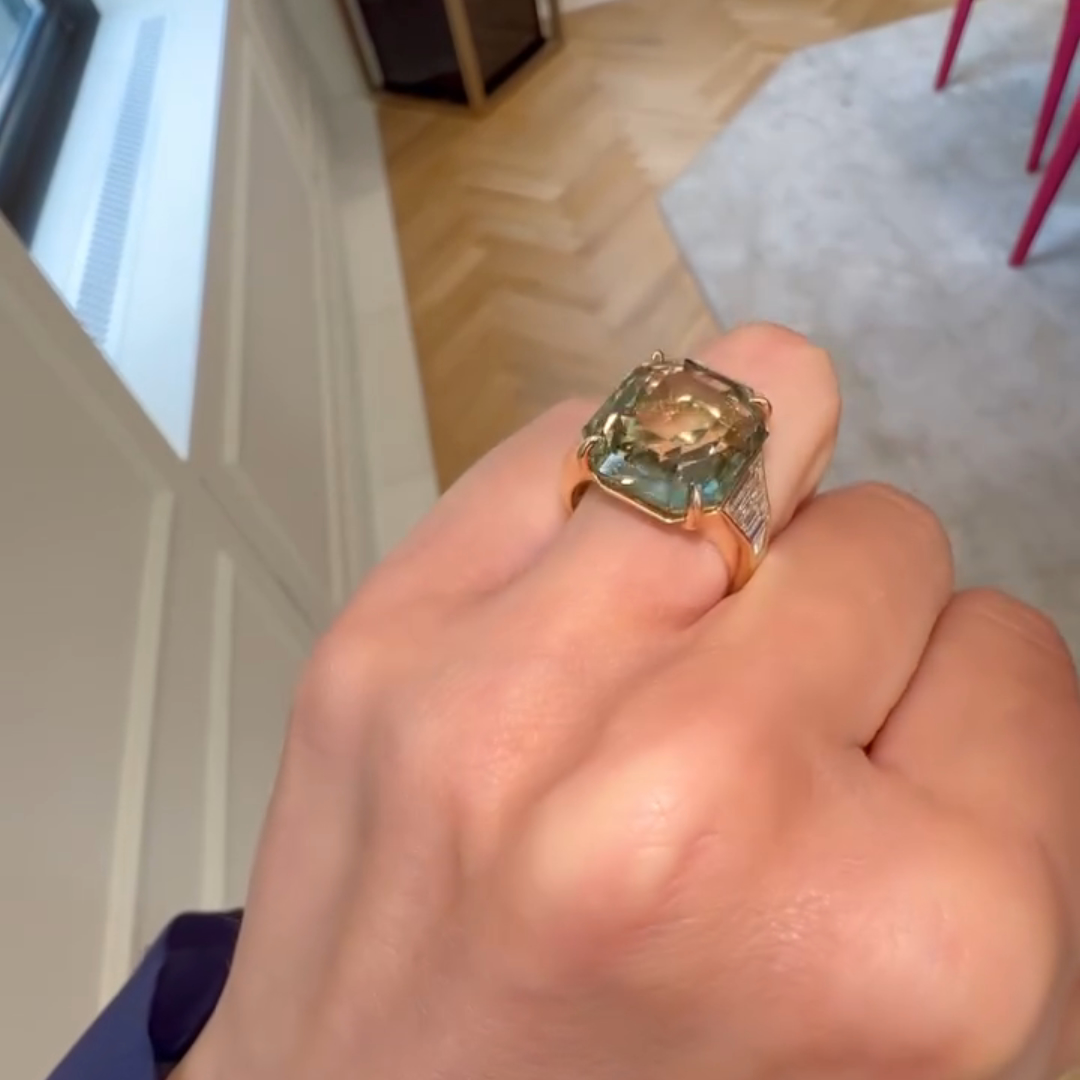 6ct Cushion-cut Citrine Sterling Silver Plated With Yellow Gold Handmade Ring