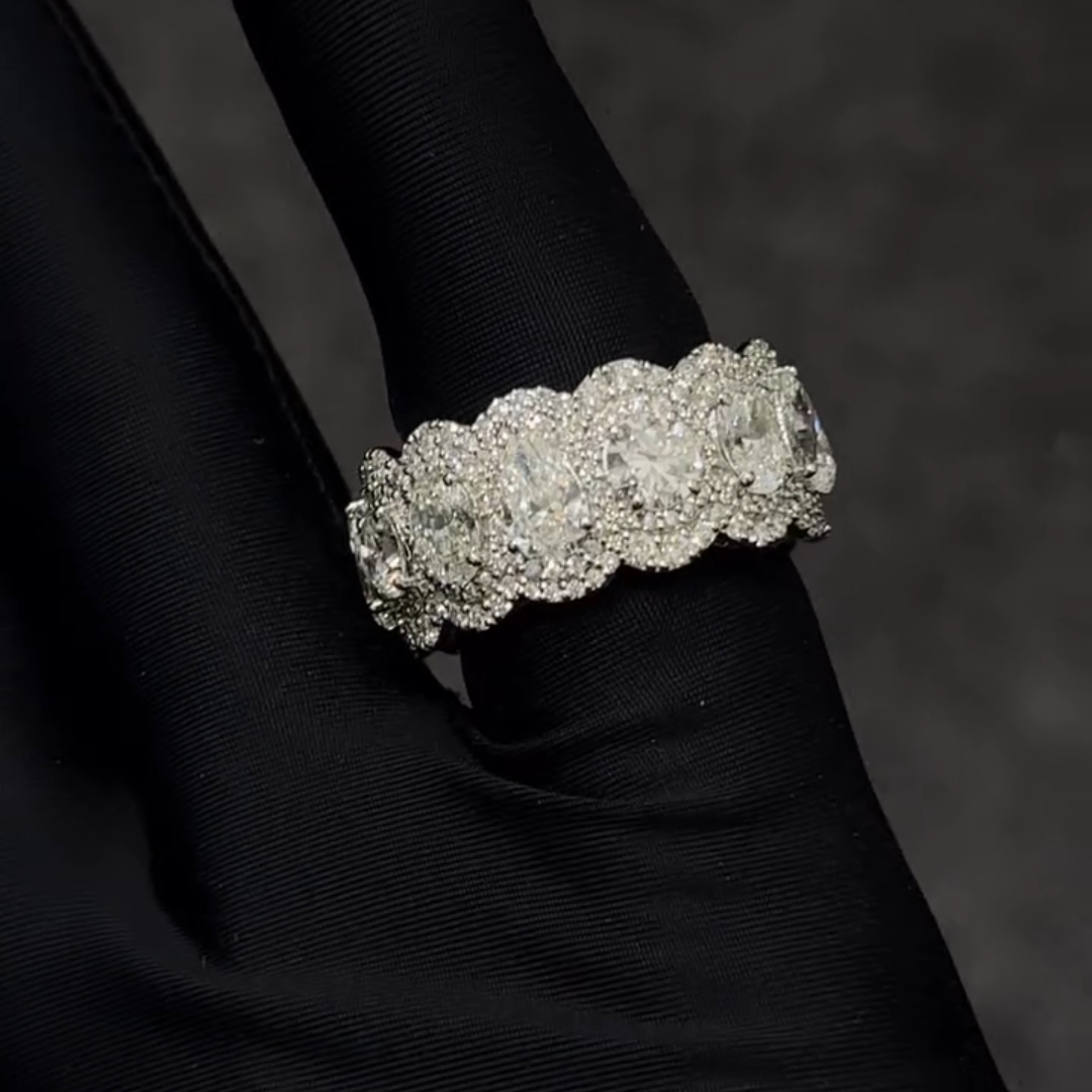 3ct Oval-cut Sterling Silver Handmade Ring