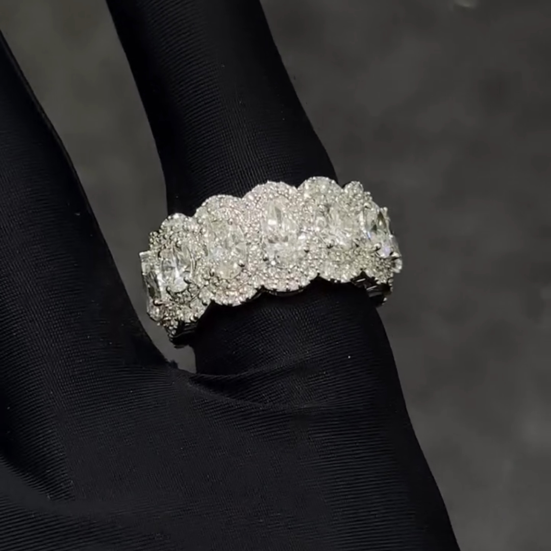 3ct Oval-cut Sterling Silver Handmade Ring