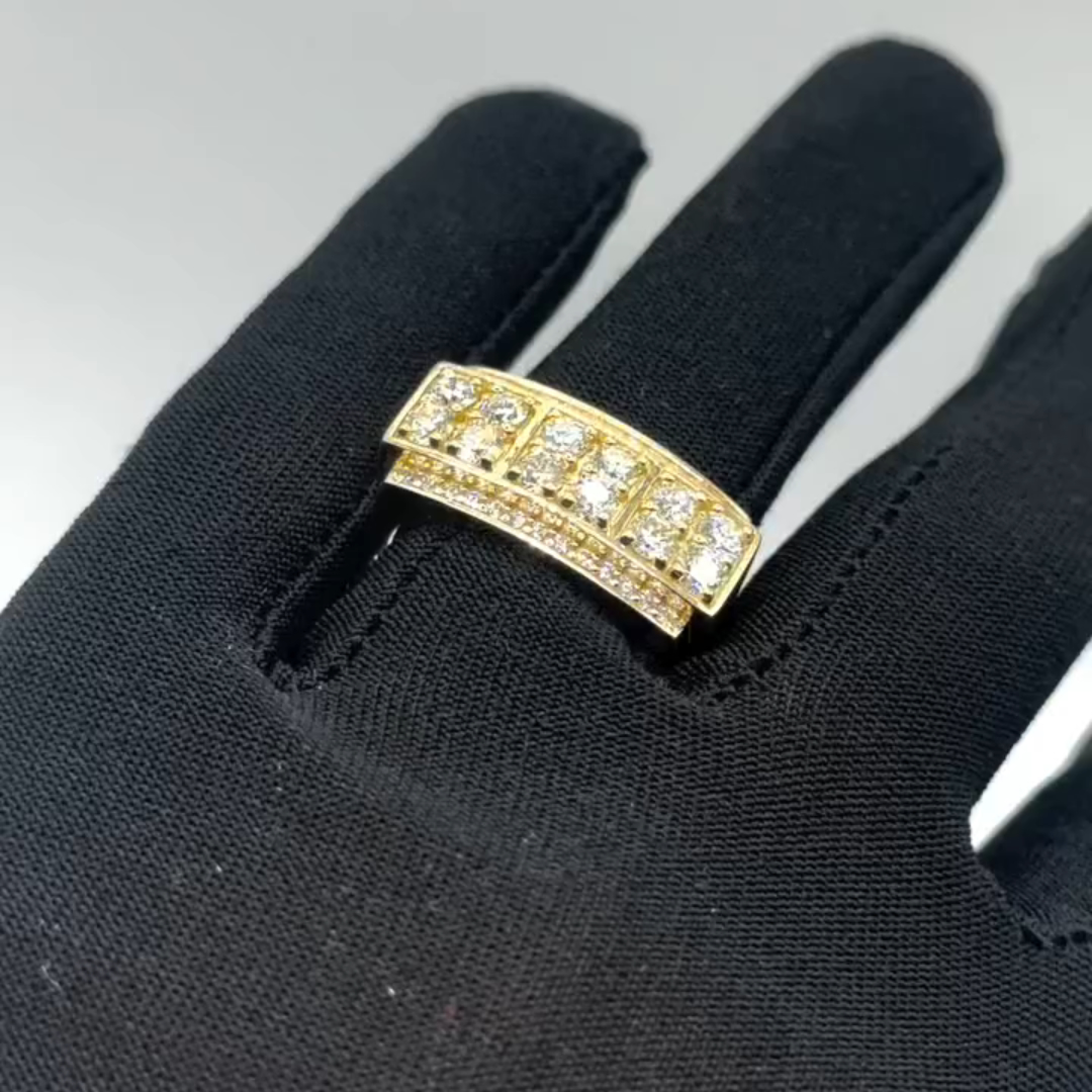 0.6ct Round-cut Sterling Silver Plated With Yellow Gold Handmade Ring