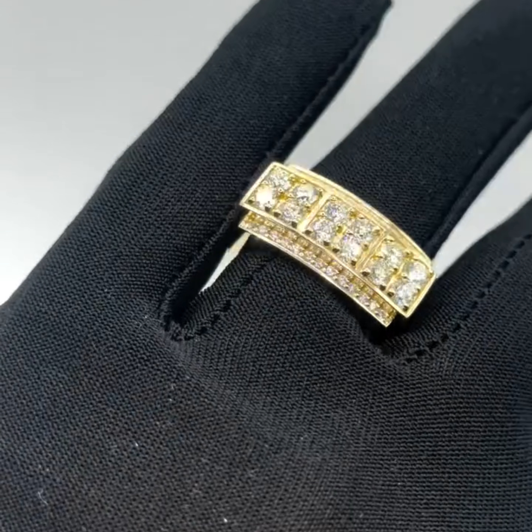 0.6ct Round-cut Sterling Silver Plated With Yellow Gold Handmade Ring