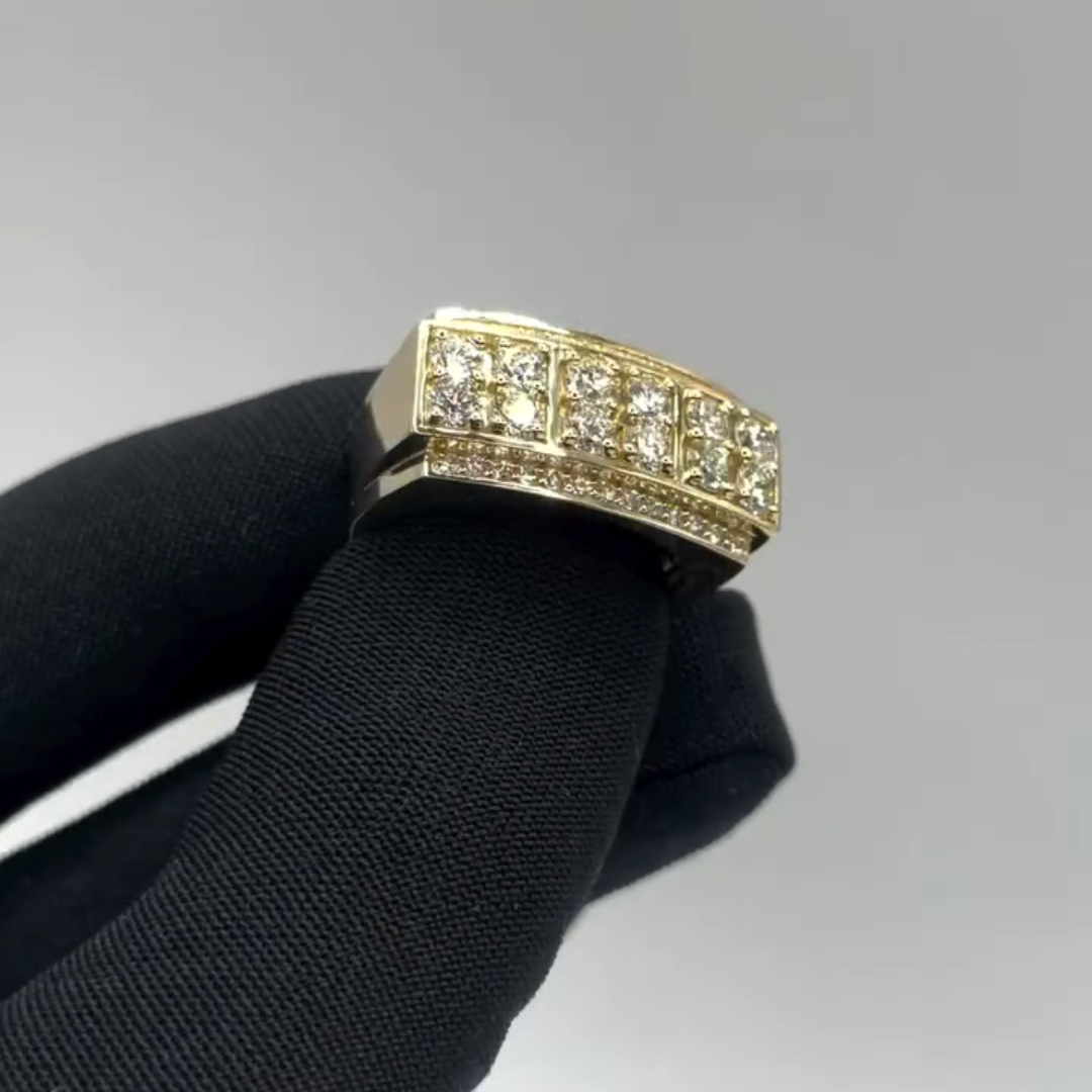 0.6ct Round-cut Sterling Silver Plated With Yellow Gold Handmade Ring