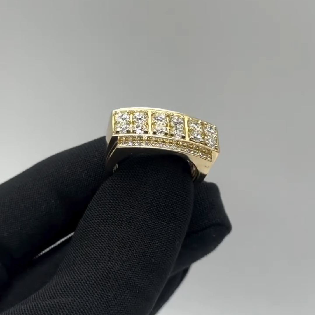 0.6ct Round-cut Sterling Silver Plated With Yellow Gold Handmade Ring