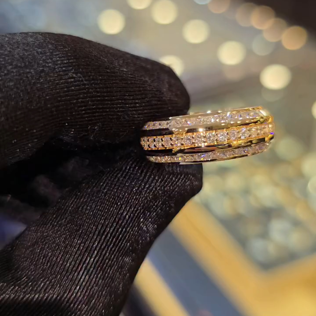 1ct Round-cut Sterling Silver Plated With Yellow Gold Handmade Ring