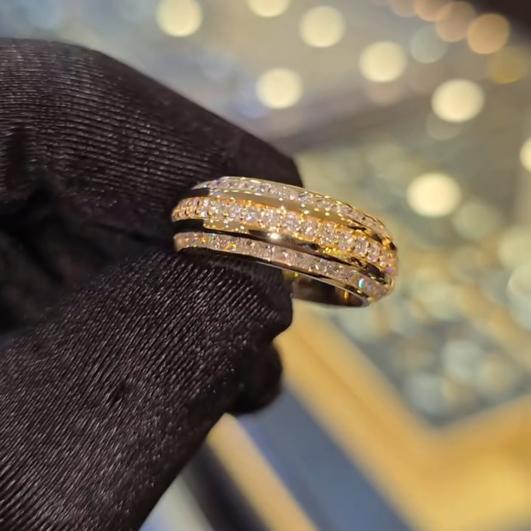 1ct Round-cut Sterling Silver Plated With Yellow Gold Handmade Ring