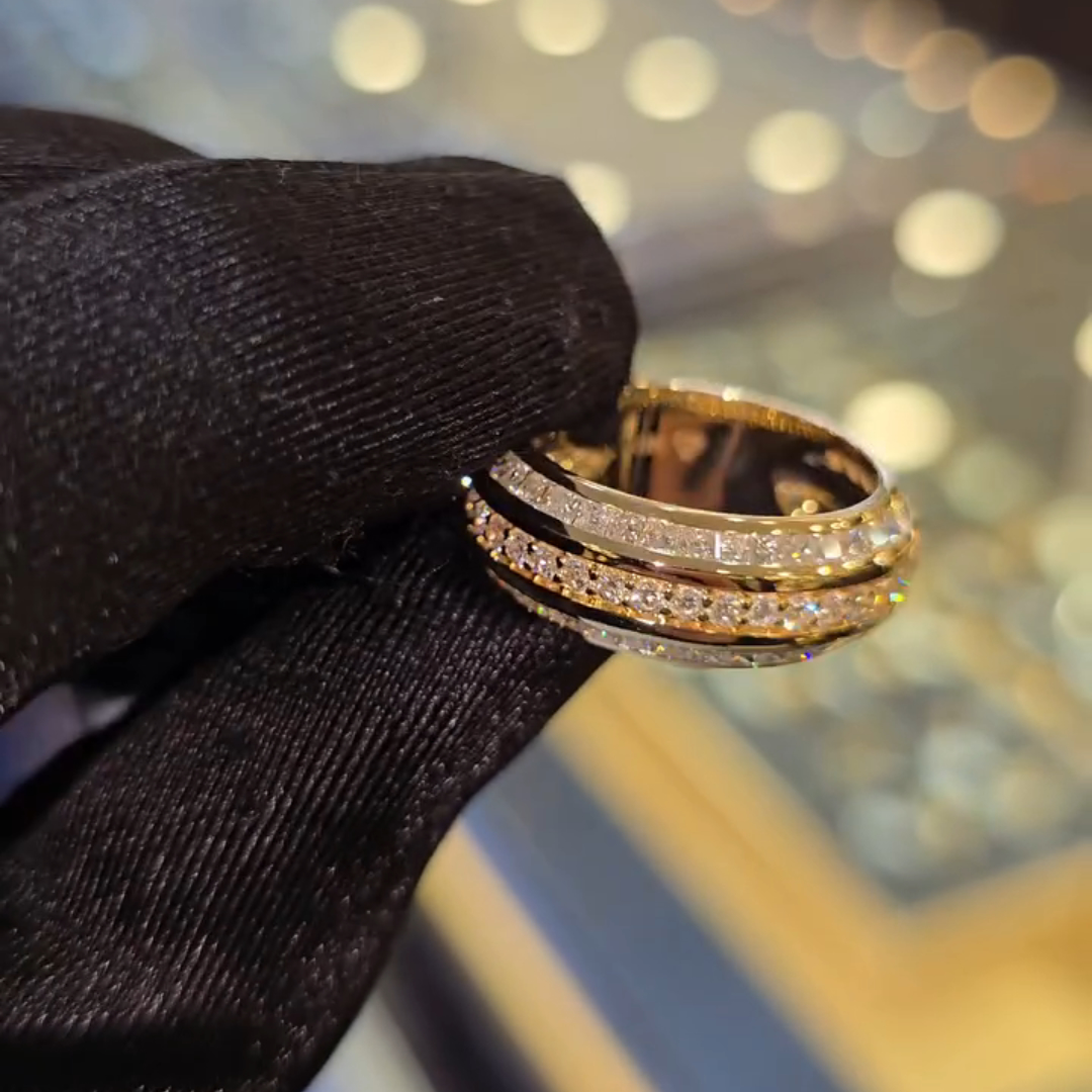 1ct Round-cut Sterling Silver Plated With Yellow Gold Handmade Ring