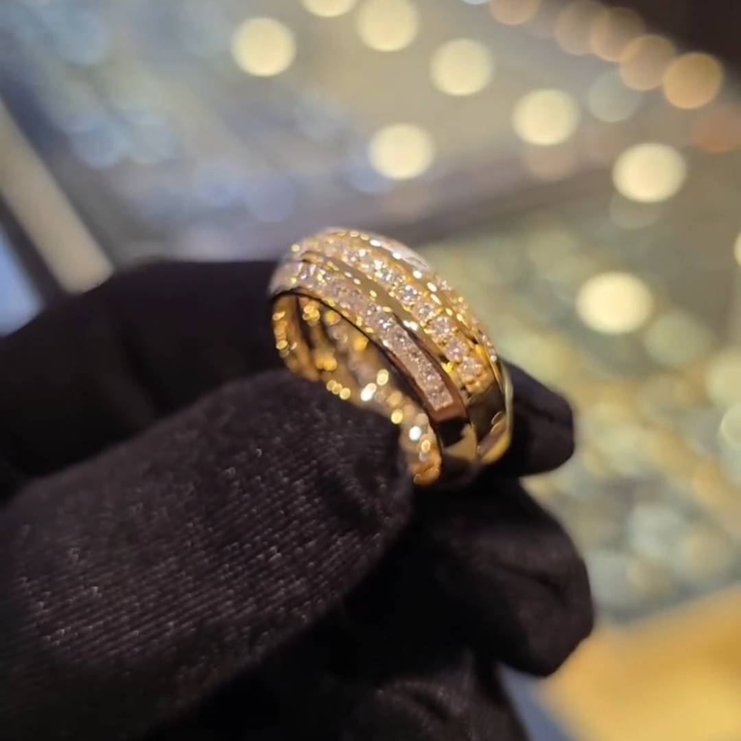 1ct Round-cut Sterling Silver Plated With Yellow Gold Handmade Ring