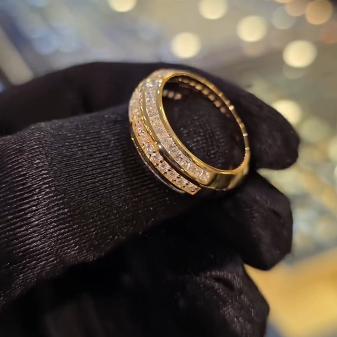 1ct Round-cut Sterling Silver Plated With Yellow Gold Handmade Ring