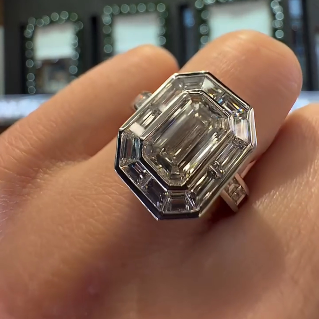 4ct Emerald-cut Sterling Silver Handmade Ring