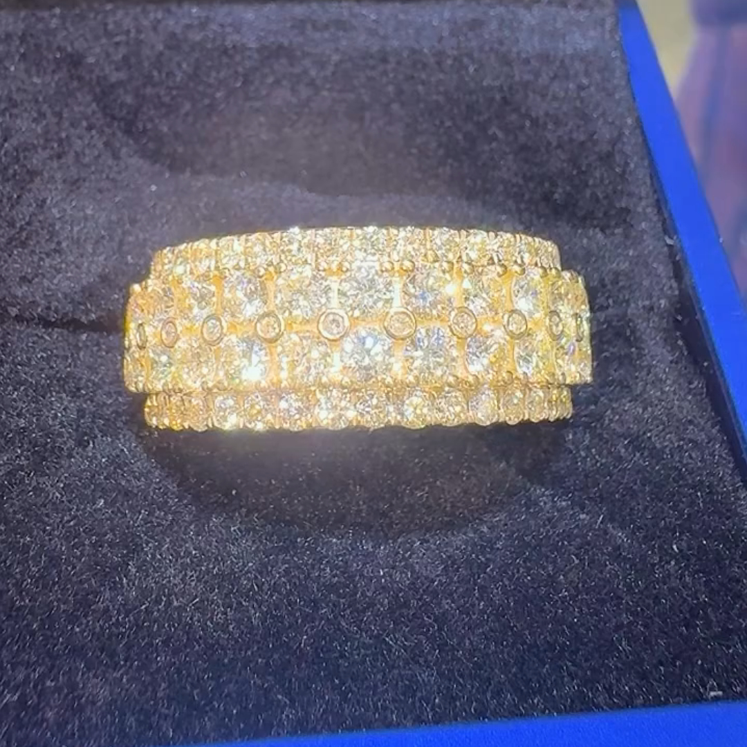 3ct Round-cut Sterling Silver Plated With Yellow Gold Handmade Ring