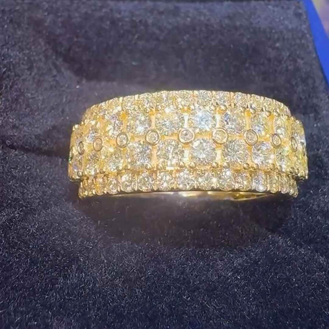 3ct Round-cut Sterling Silver Plated With Yellow Gold Handmade Ring