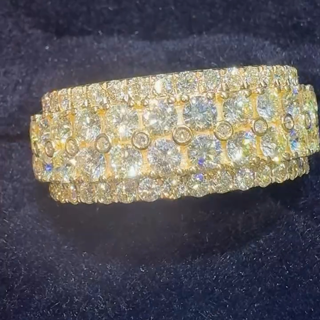 3ct Round-cut Sterling Silver Plated With Yellow Gold Handmade Ring