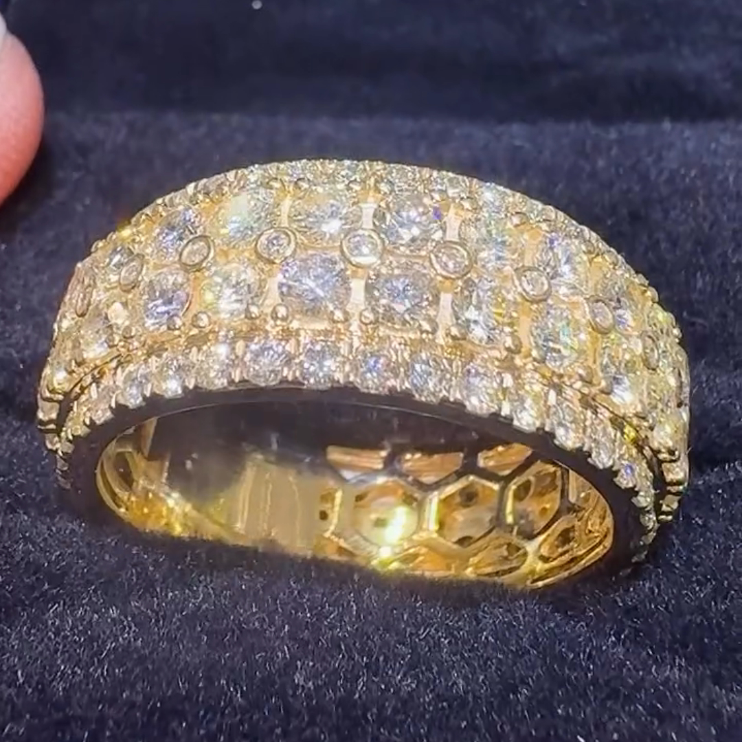 3ct Round-cut Sterling Silver Plated With Yellow Gold Handmade Ring