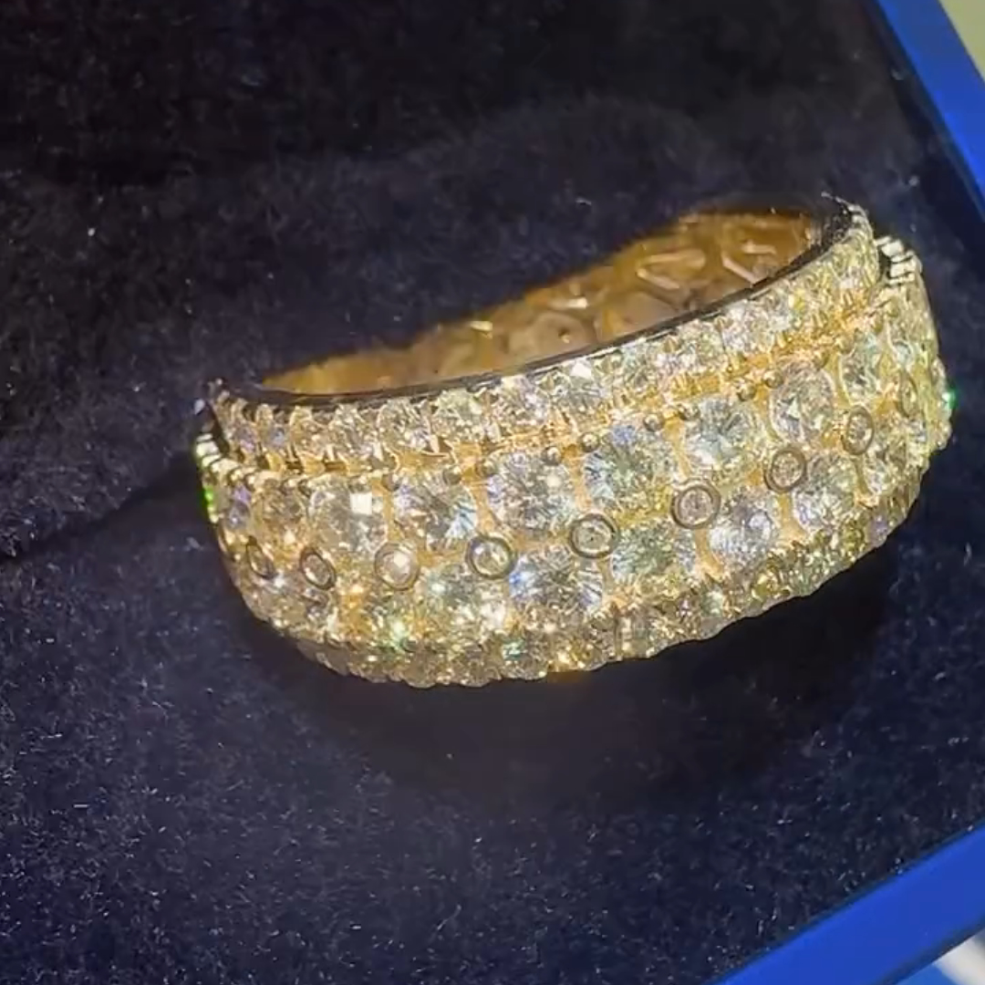 3ct Round-cut Sterling Silver Plated With Yellow Gold Handmade Ring