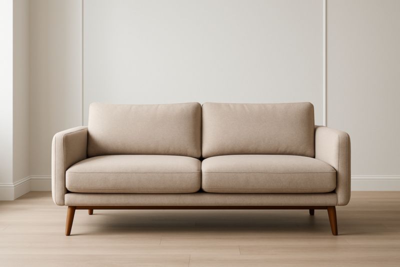 Canapé 2 places tissu polyester bois beige