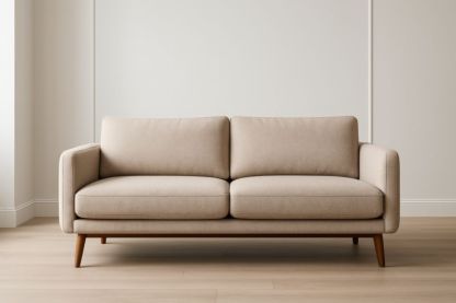 Canapé 2 places tissu polyester bois beige