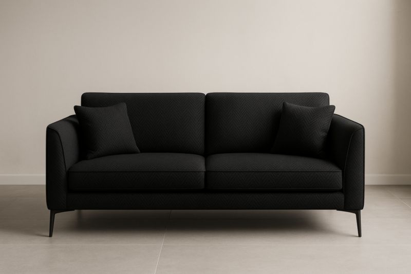 Canapé 2 Places Tissu Noir Pieds Métal