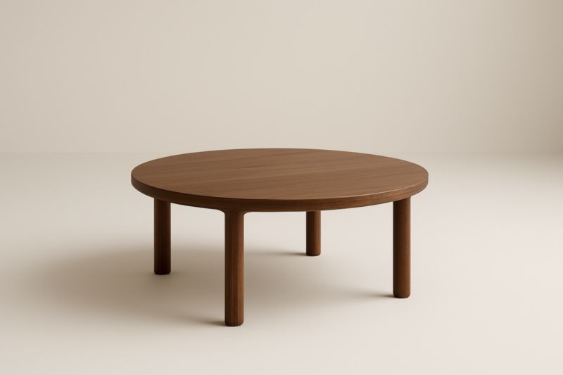 Table basse ronde bois diamètre 80 cm hauteur 40 cm Noyer