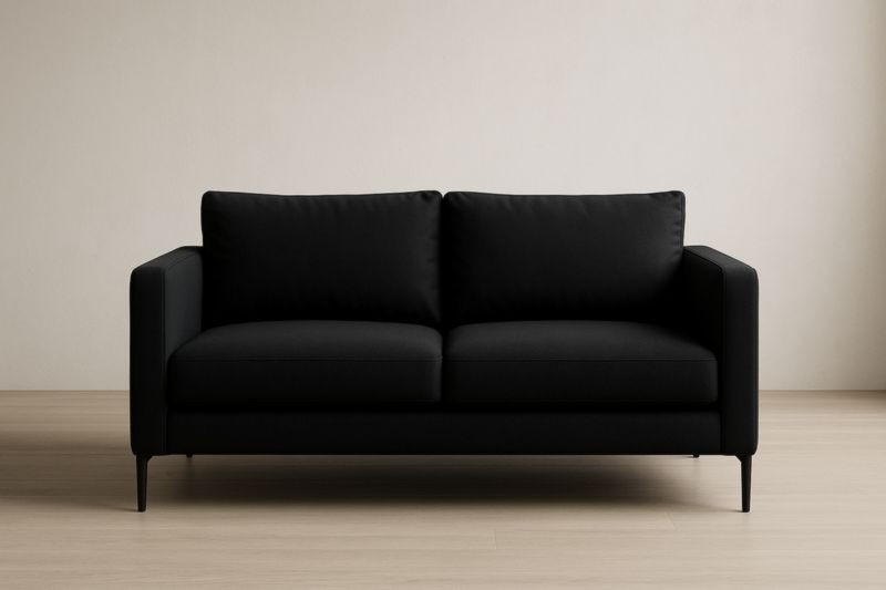 Canapé 2 Places Noir en Tissu