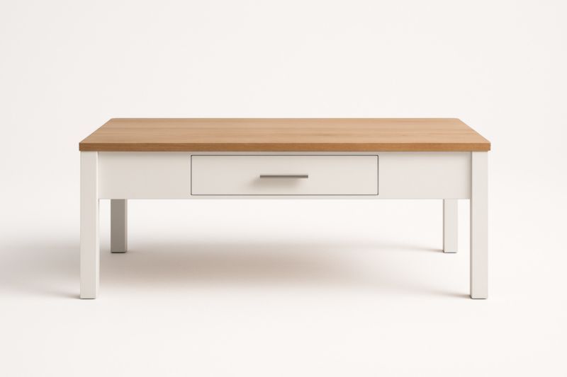 Table basse rectangulaire en bois d'ingénierie et MDF avec tiroir 120 cm x 60 cm x 45 cm