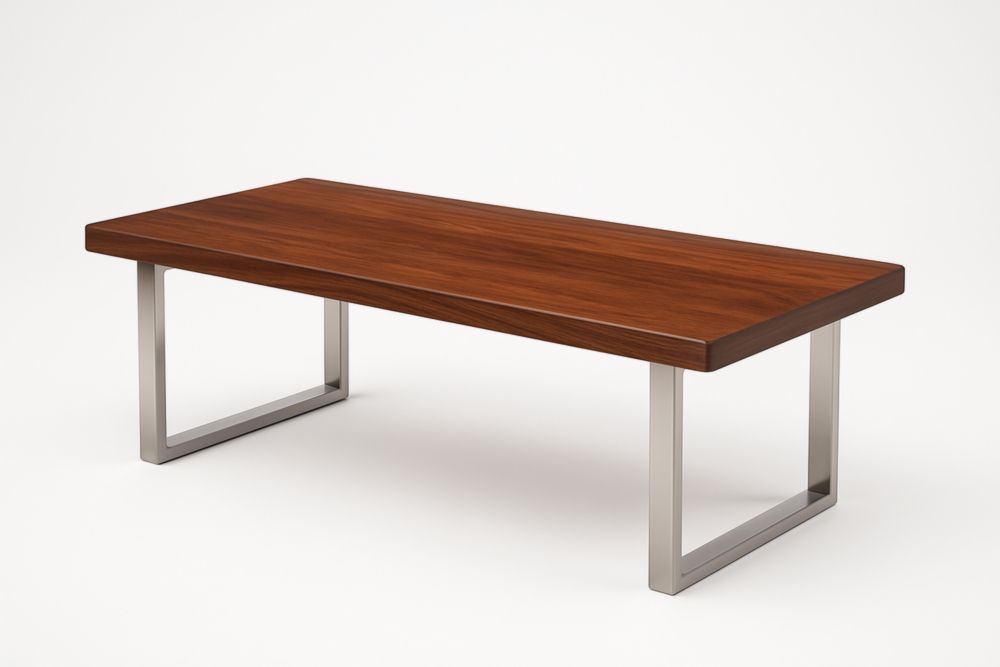 Table basse rectangulaire bois et métal 120x60x45 cm