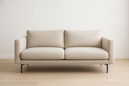 Canapé 2 places en tissu beige avec pieds métalliques