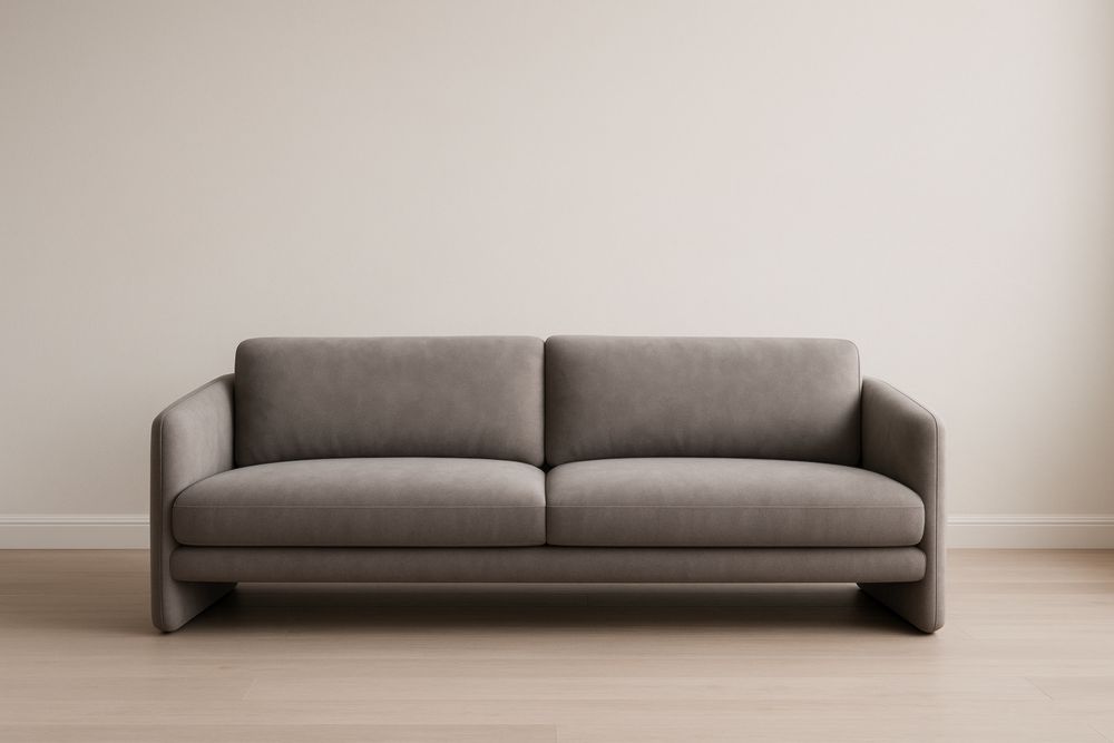 Canapé deux places en tissu microfibre gris 180x85x75 cm