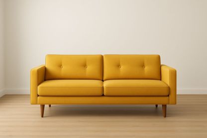 Canapé 2 Places Jaune en Polyester avec Pieds en Bois