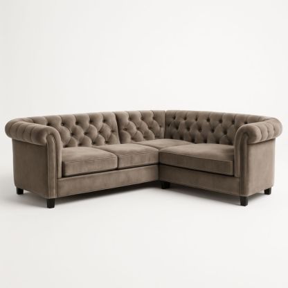 Canapé d'angle en velours taupe