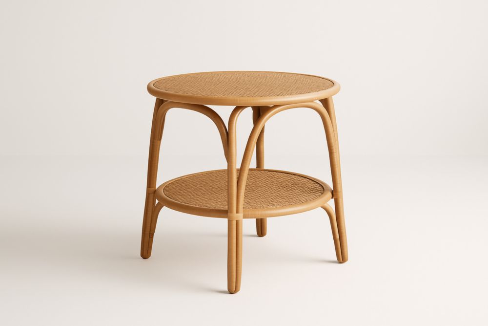 Table Basse Ronde en Rotin Naturel Ø50cm