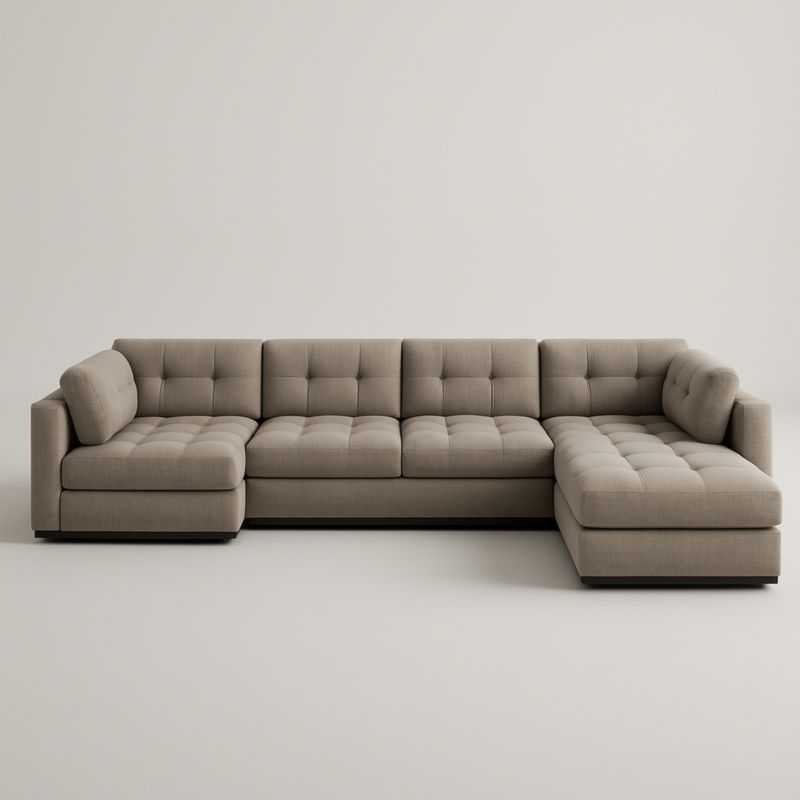 Canapé d'angle modulable en tissu polyester beige