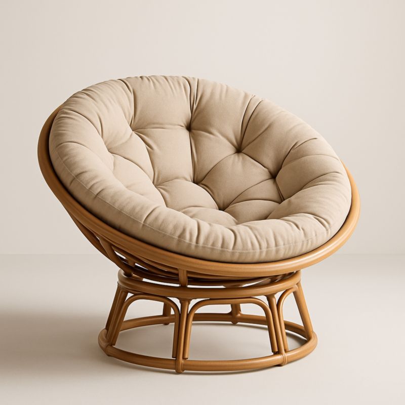 Fauteuil Papasan Rotin Coussin Beige