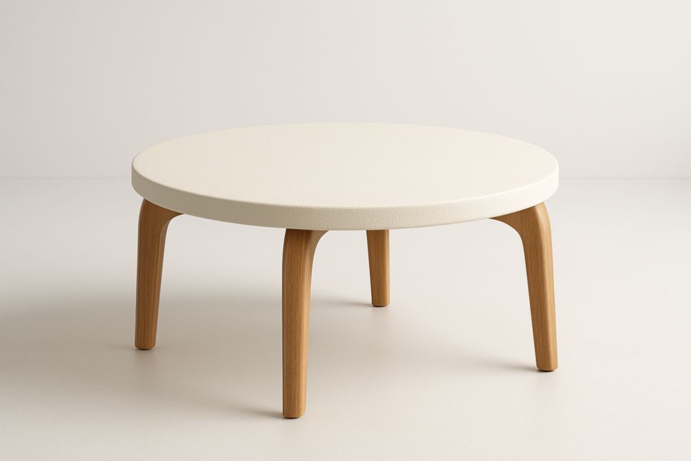 Table basse ronde en bois et MDF blanc 60 cm