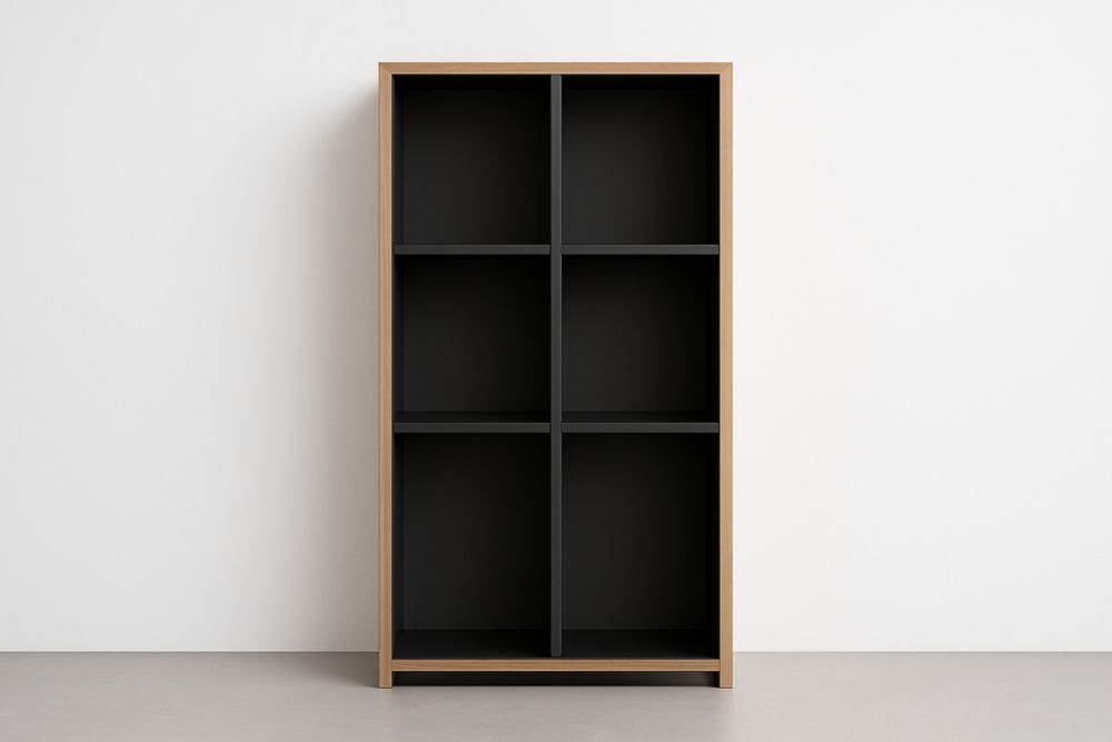 Étagère bibliothèque 6 cases MDF et chêne 180x90x30 cm