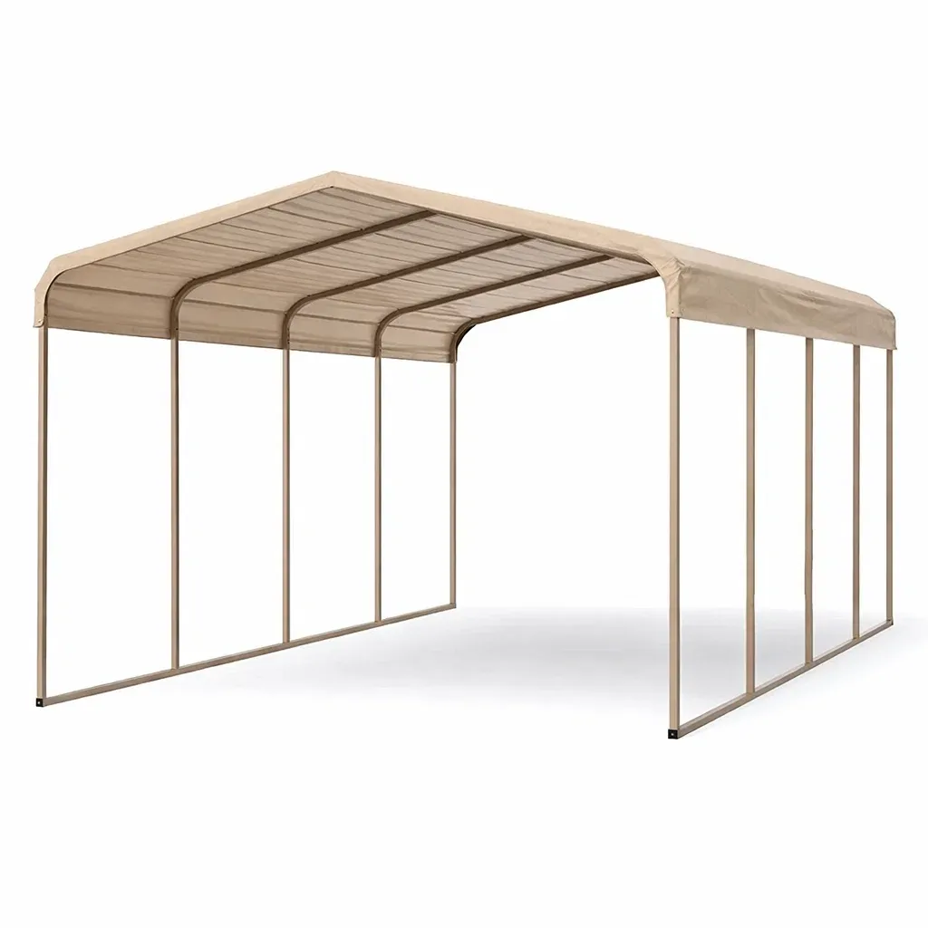 Carport Beige Metal Frame Outdoor Shelter 600 cm x 300 cm x 280 cm-ROOMGLOWZ