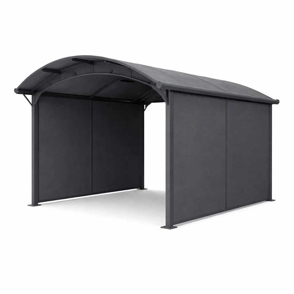 Carport Outdoor Steel Frame with Polyester Fabric Roof in Grey-ROOMGLOWZ